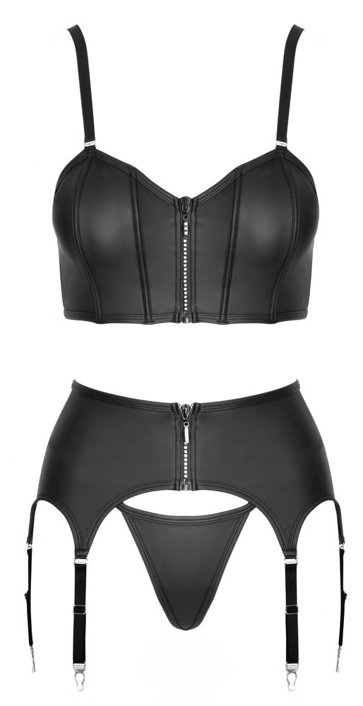Top corset, porte-jarretelles & string