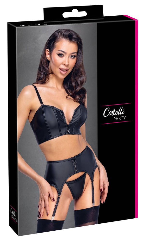 Top corset, porte-jarretelles & string