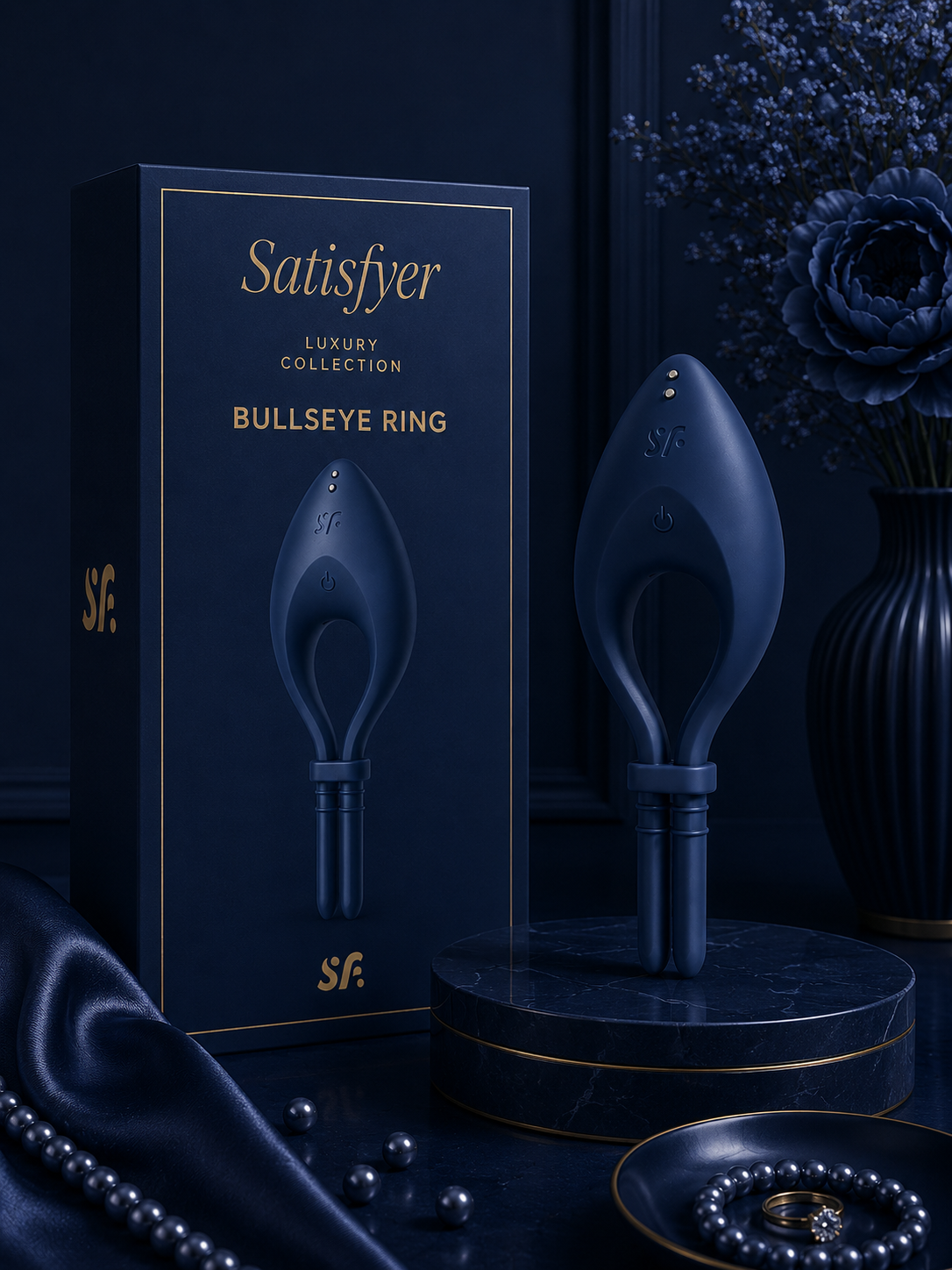 SATISFYER - APPLICATION BULLSEYE RING VIBRATOR BLEU