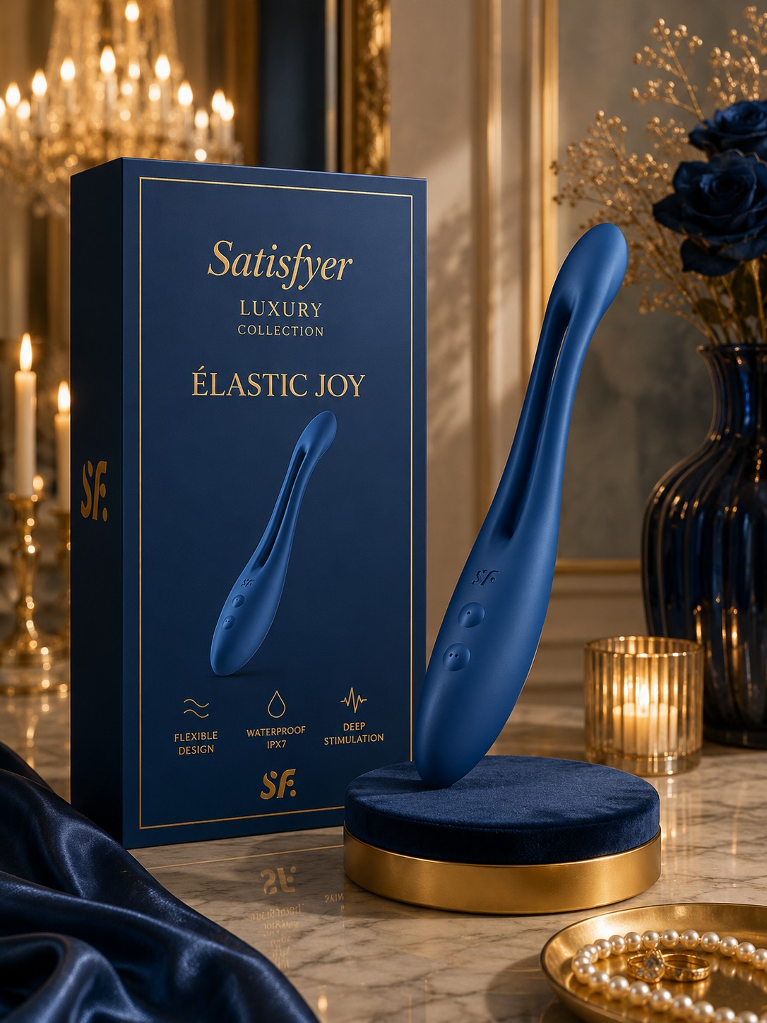SATISFYER - VIBRATEUR MULTI ELASTIC JOY ROUGE,BLEU