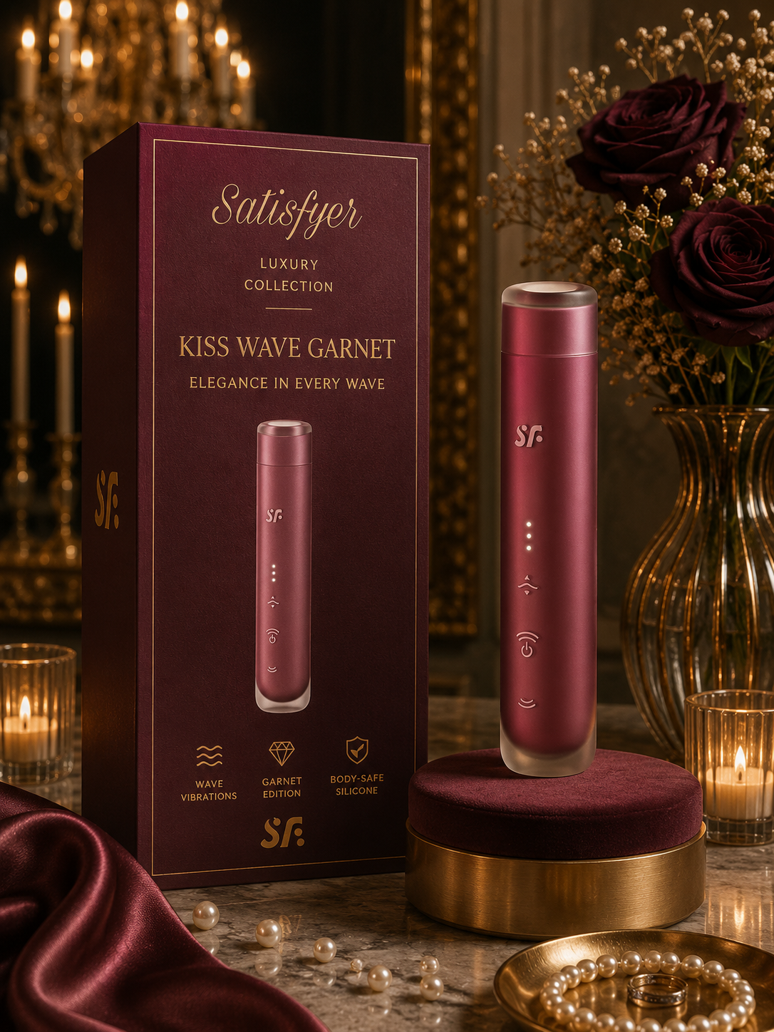 SATISFYER - STIMULATEUR DE CLITORIS FIRST KISS WAVE GARNET