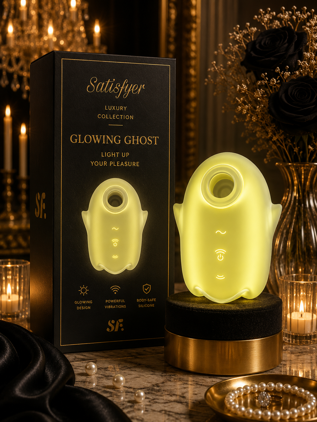 SATISFYER - GLOWING GHOST AIR PULSE & VIBRATEUR BLANC