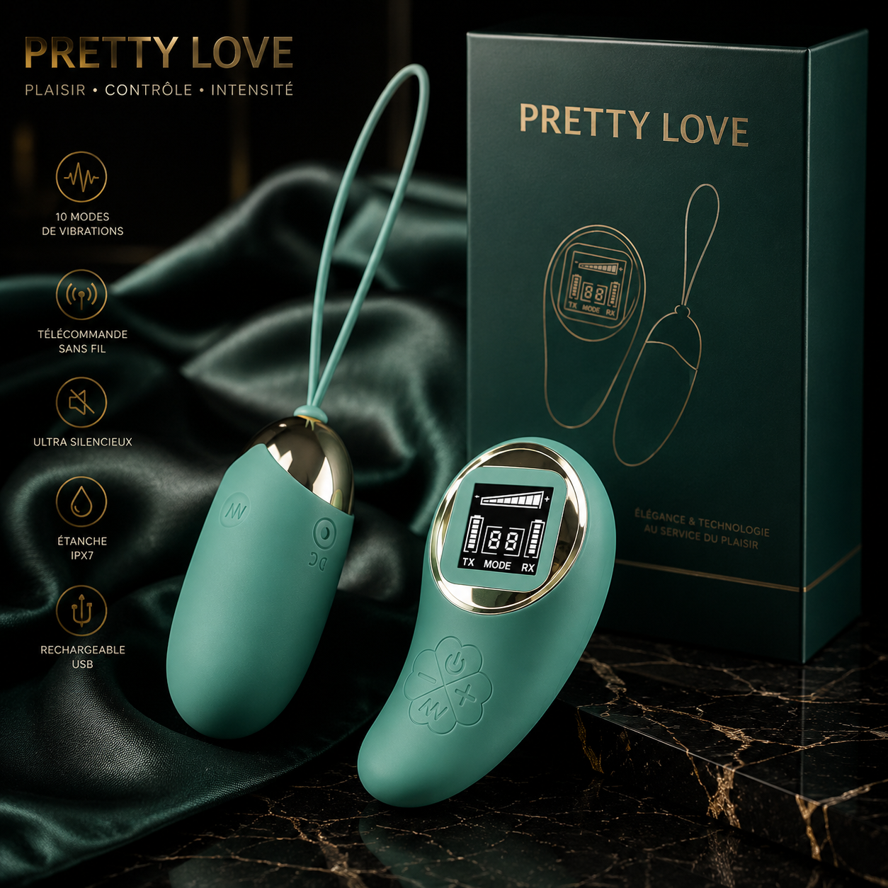 PRETTY LOVE - OEUF VIBRANTS TÉLÉCOMMANDE VERTE