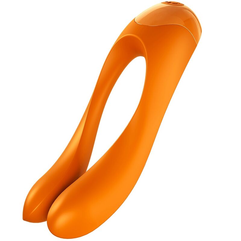 SATISFYER - VIBROMASSEUR FINGER CANDY CANE ORANGE ET NOIR