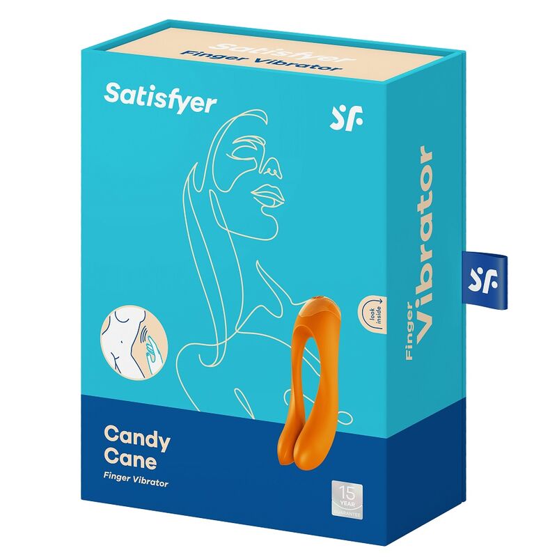SATISFYER - VIBROMASSEUR FINGER CANDY CANE ORANGE ET NOIR