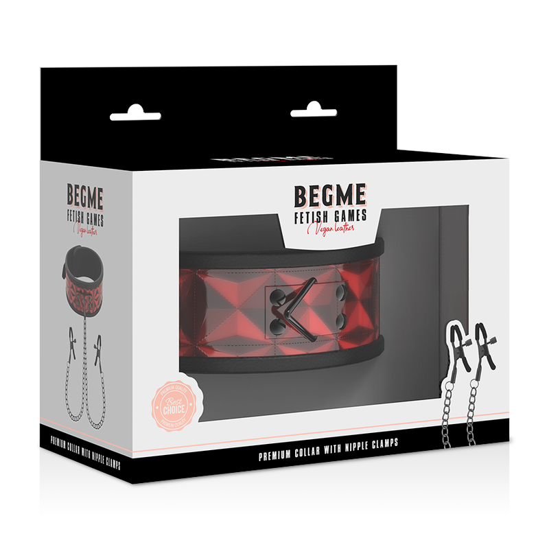 BEGME - COLLIER ÉDITION ROUGE AVEC PINCES TÉLÉMON AVEC DOUBLURE EN NÉOPRÈNE