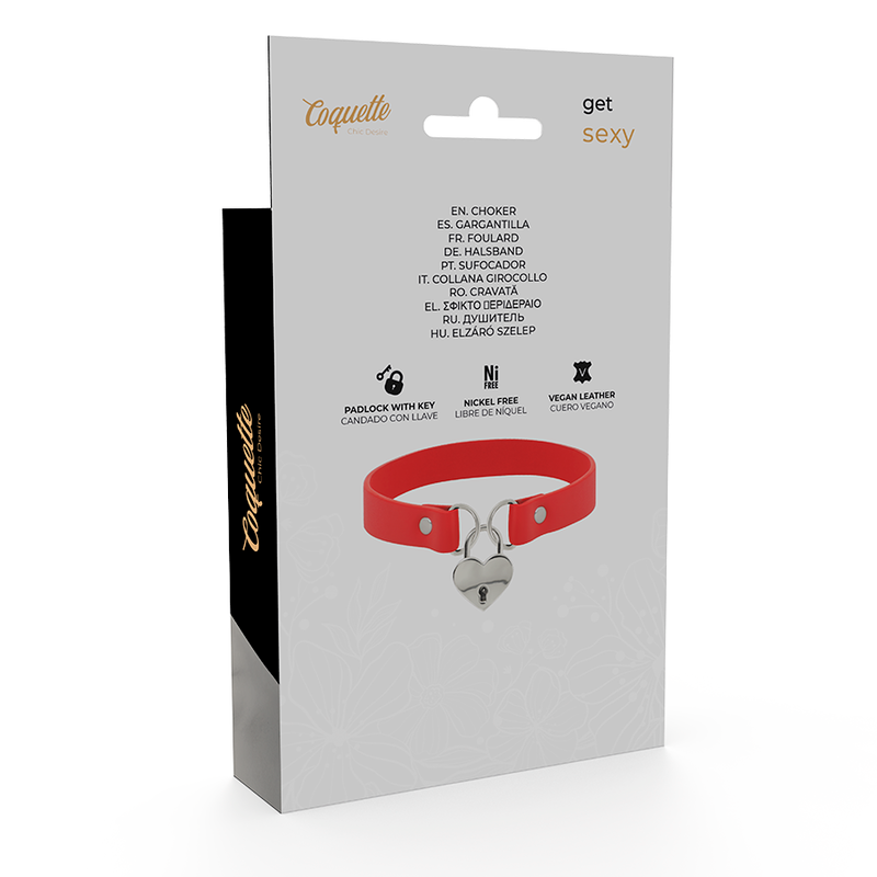 COQUETTE CHIC DESIRE - COLLIER EN CUIR VEGAN ROUGE COEUR