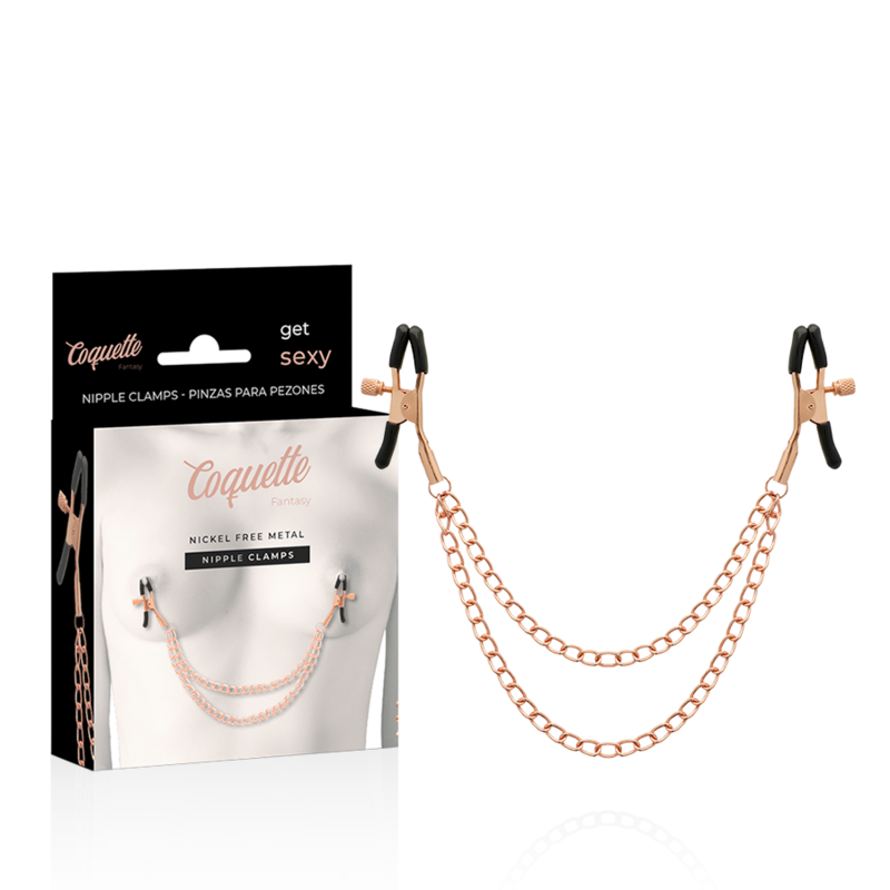 COQUETTE CHIC DESIRE - PINCES TETONS FANTAISIE EN MÉTAL AVEC CHAÎNE