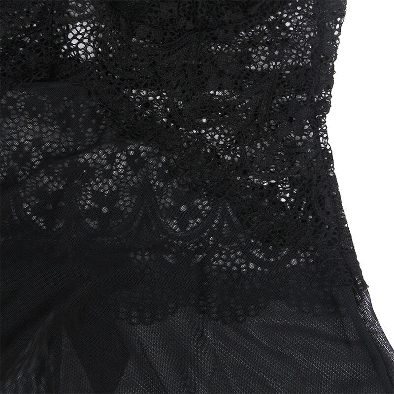SUBBLIME - TISSU TULLE BABYDOLL AVEC DENTELLE ET DÉTAIL FLEUR NOIR