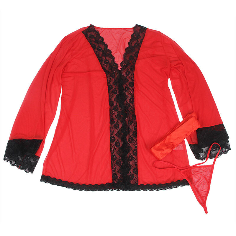 SUBBLIME - ROBE EN TISSU TRANSPARENT DÉTAIL DENTELLE ROUGE