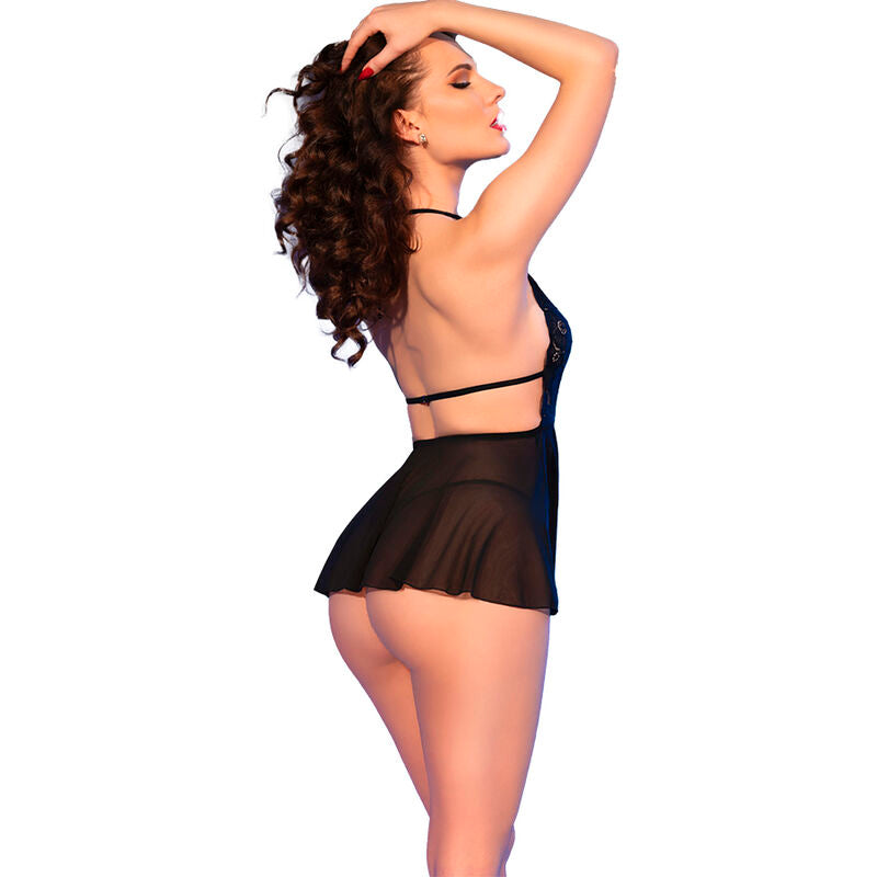 CHILIROSE - CR 4720 BABYDOLL & STRING ROUGE ET NOIR