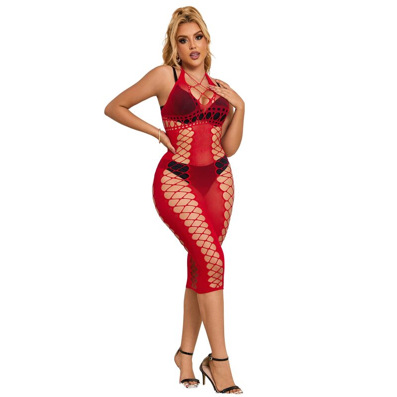 SUBBLIME -ROBE LONGUE RÉSILLE ROUGE TAILLE UNIQUE