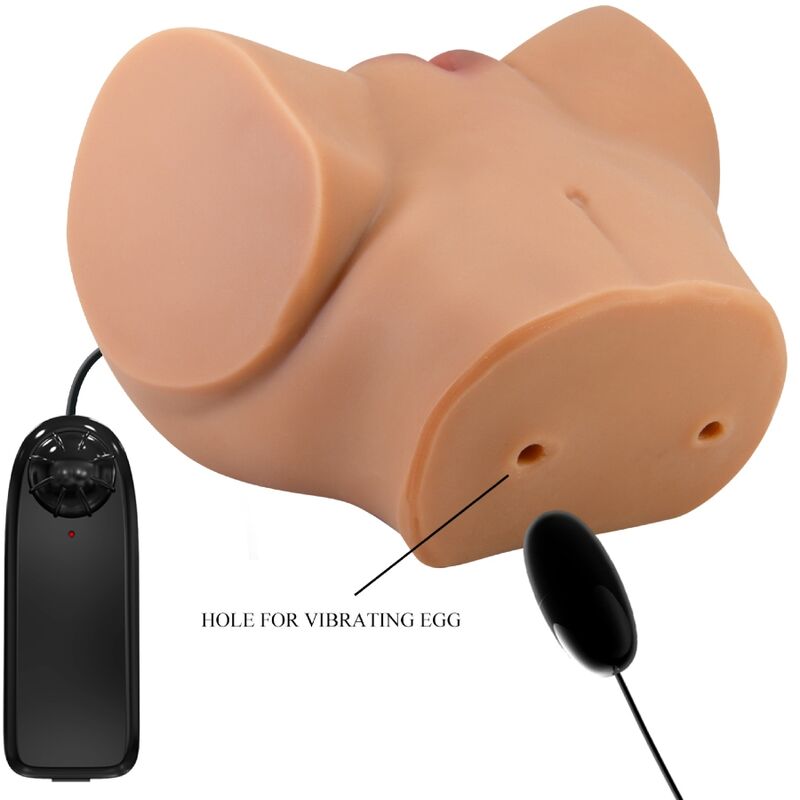 CRAZY BULL - VIBRATEUR EMILIA ASS AVEC VAGIN RÉALISTE ET TÉLÉCOMMANDE D'ANUS