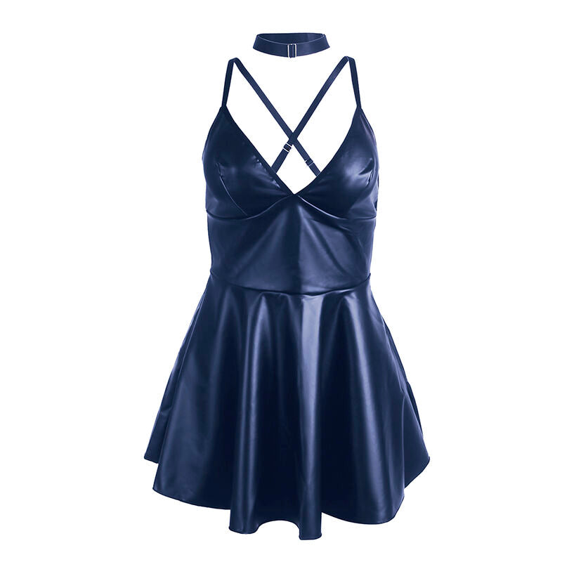 SUBBLIME - ROBE À BRETELLES EN CUIR BLEU