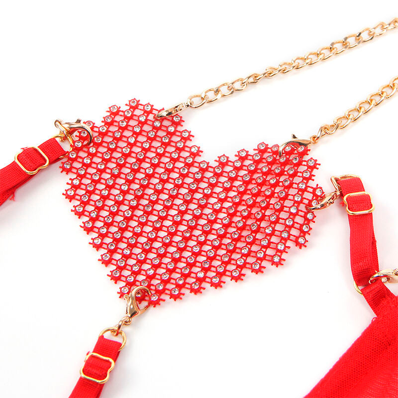 SUBBLIME - ENSEMBLE SOUTIEN-GORGE AVEC CHAÎNES ET COEUR EN MAILLE ROUGE