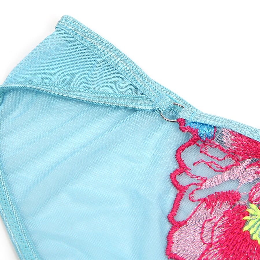 SUBBLIME - 957650 ENSEMBLE SOUTIEN-GORGE ET PORTE-JARRETELLES BRODÉ FLEURS ROSE