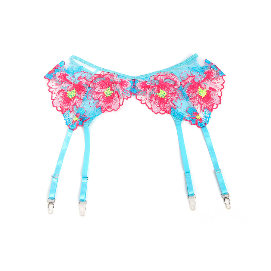 SUBBLIME - 957650 ENSEMBLE SOUTIEN-GORGE ET PORTE-JARRETELLES BRODÉ FLEURS ROSE